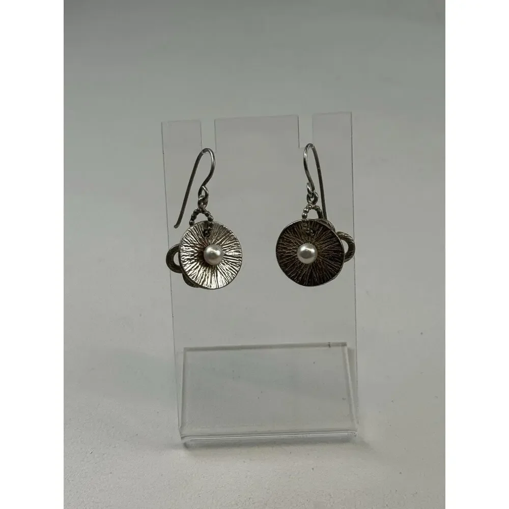 Didae Israel Sterling Silver Hook Pierced Earrings Real Pearl